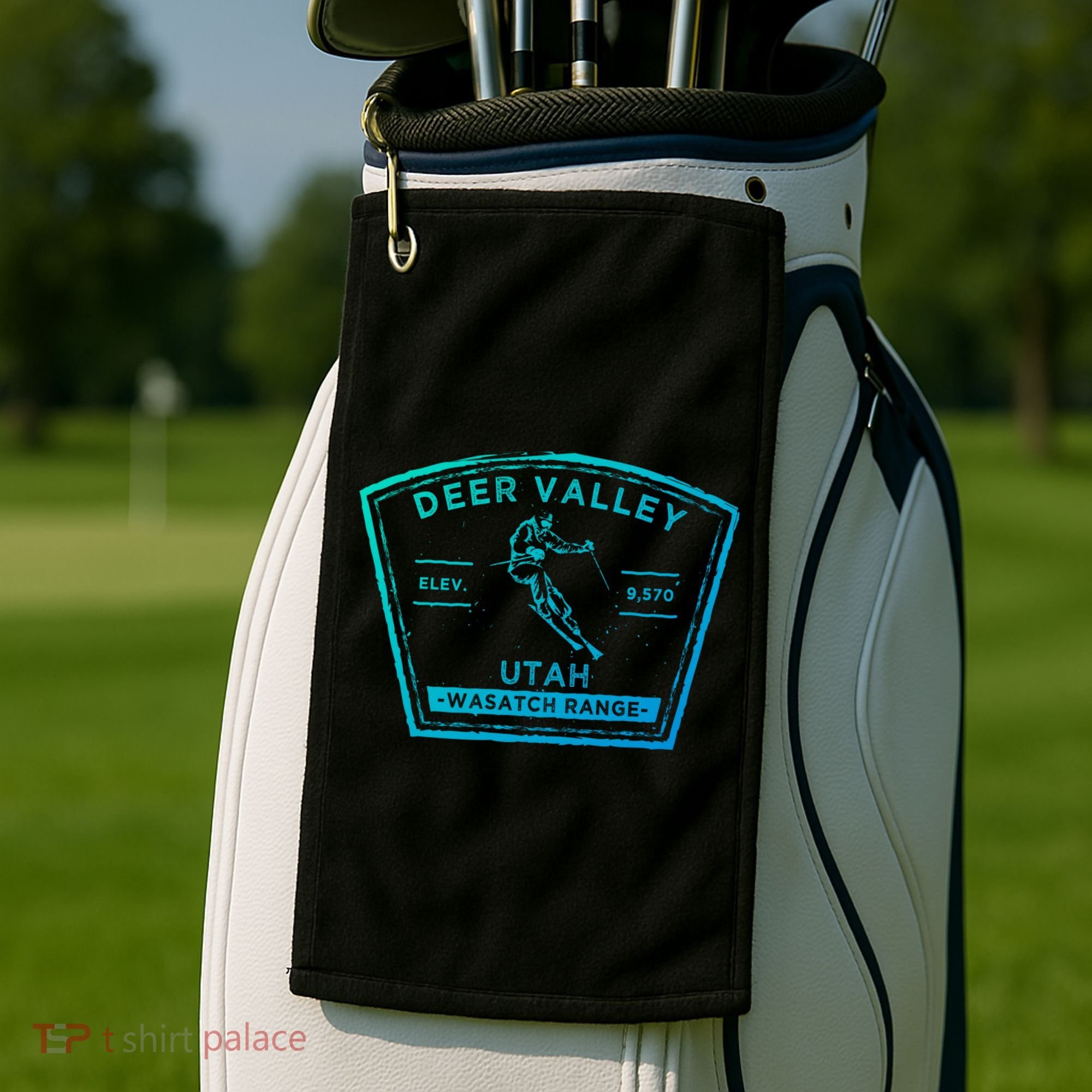 Deer Valley Utah Snow Skiing Gift Golf Towel