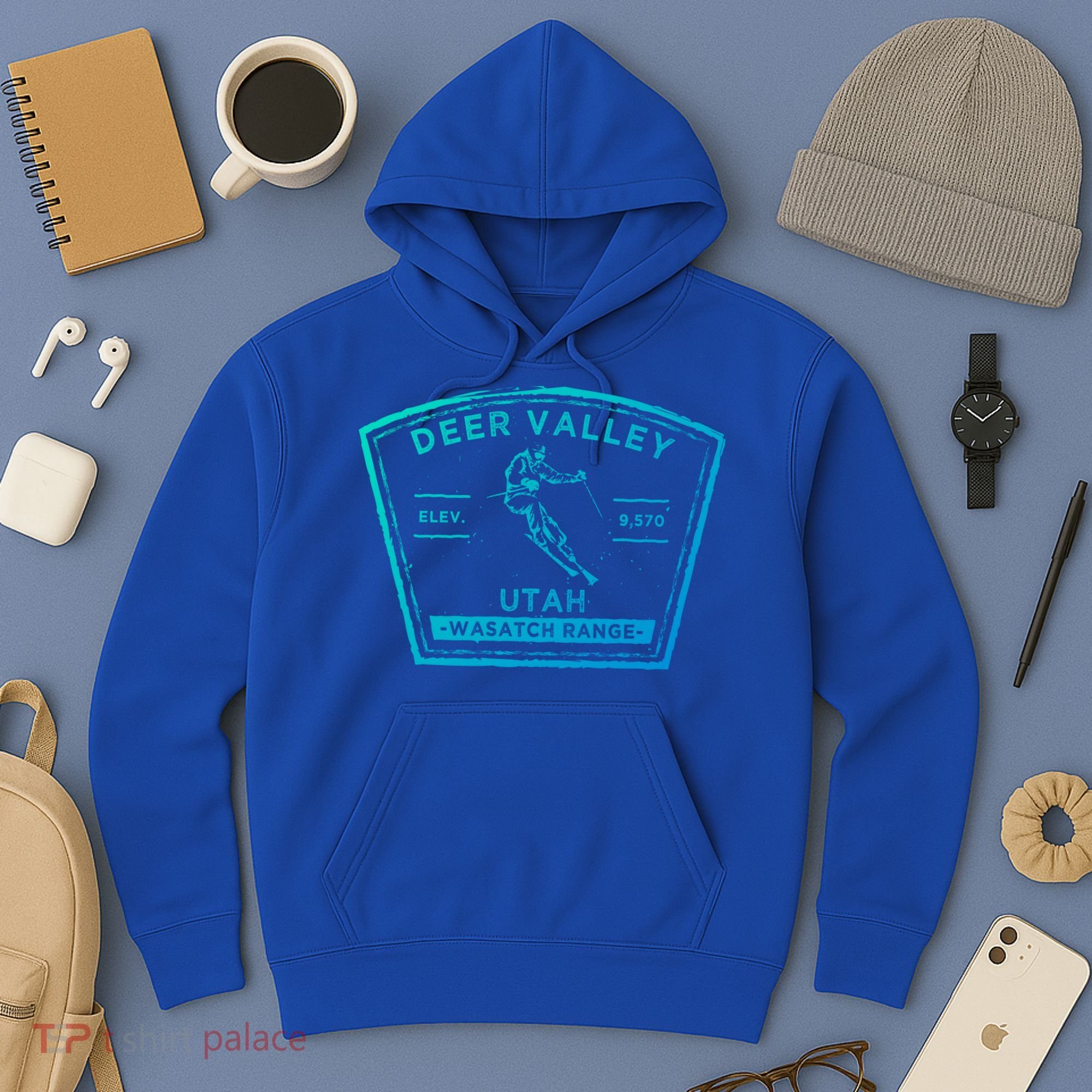 Deer Valley Utah Snow Skiing Gift Hoodie