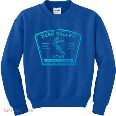 Deer Valley Utah Snow Skiing Gift Kids Sweatshirt