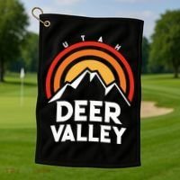 Deer Valley Utah Retro Golf Towel thumb 1