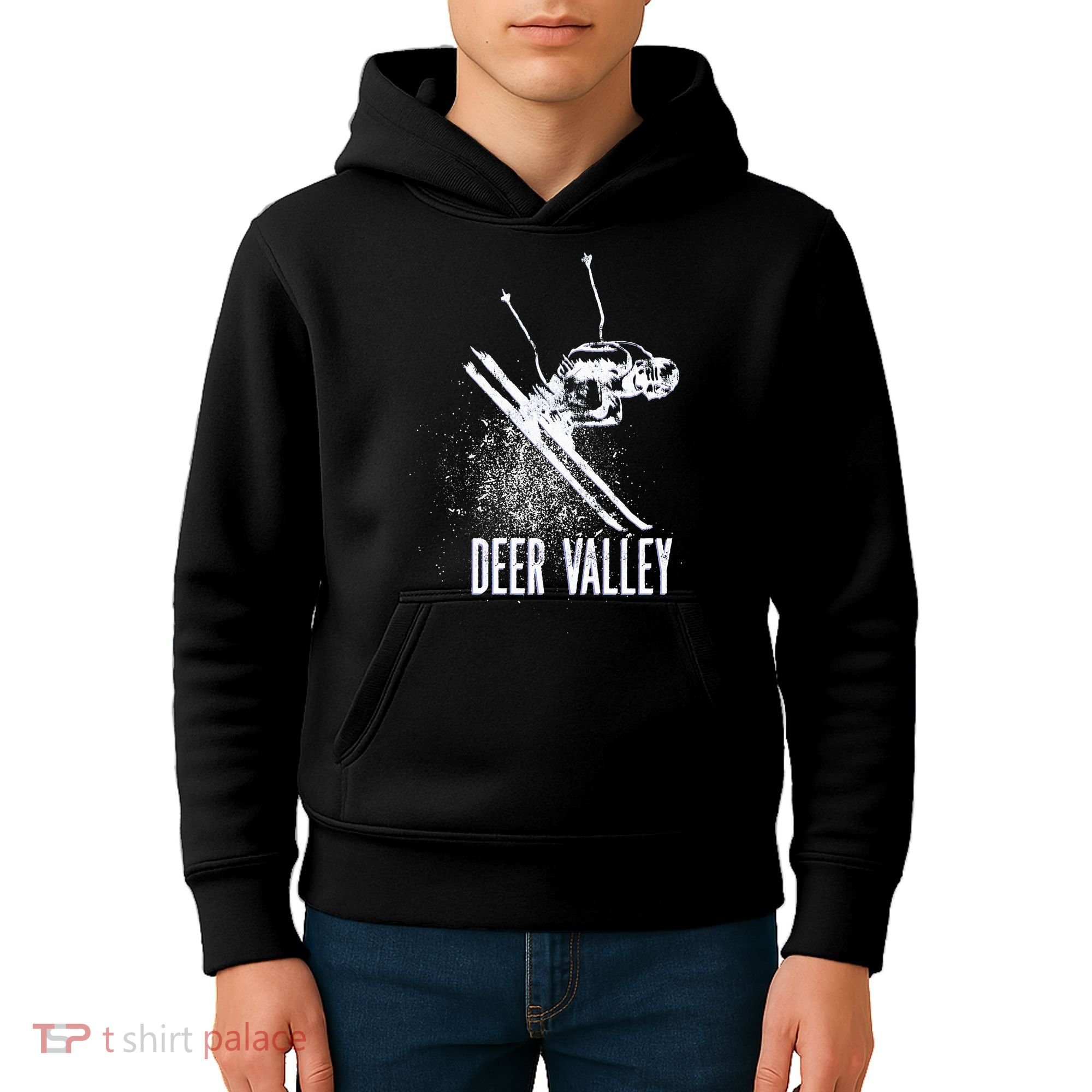 Deer Valley Utah Ski Resort Downhill Skier Kids Hoodie