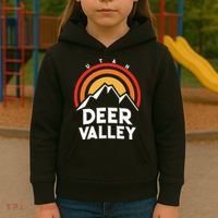Deer Valley Utah Retro Kids Hoodie thumb 3