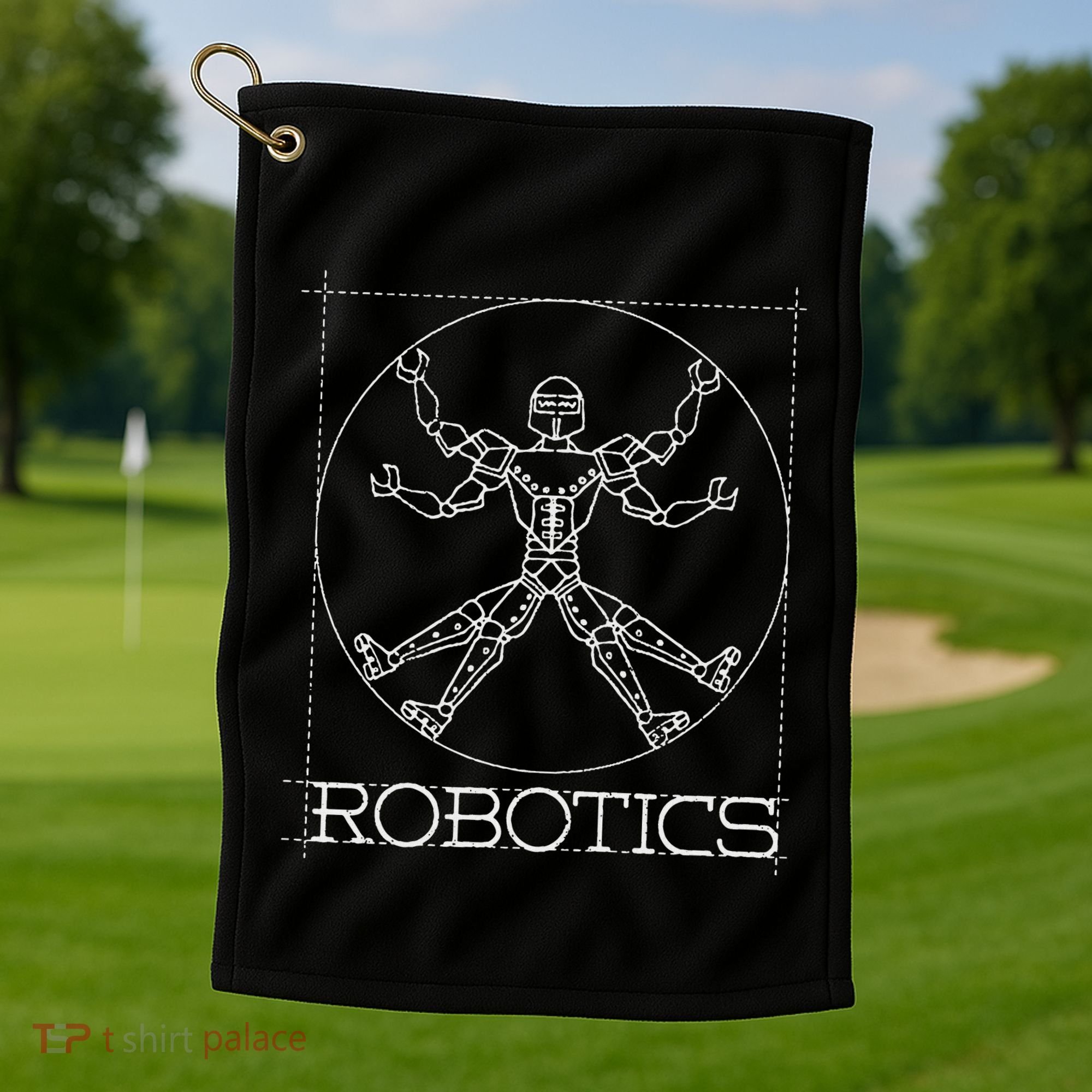 Da Vinci Vitruvian Robot Engineering Robotics Golf Towel