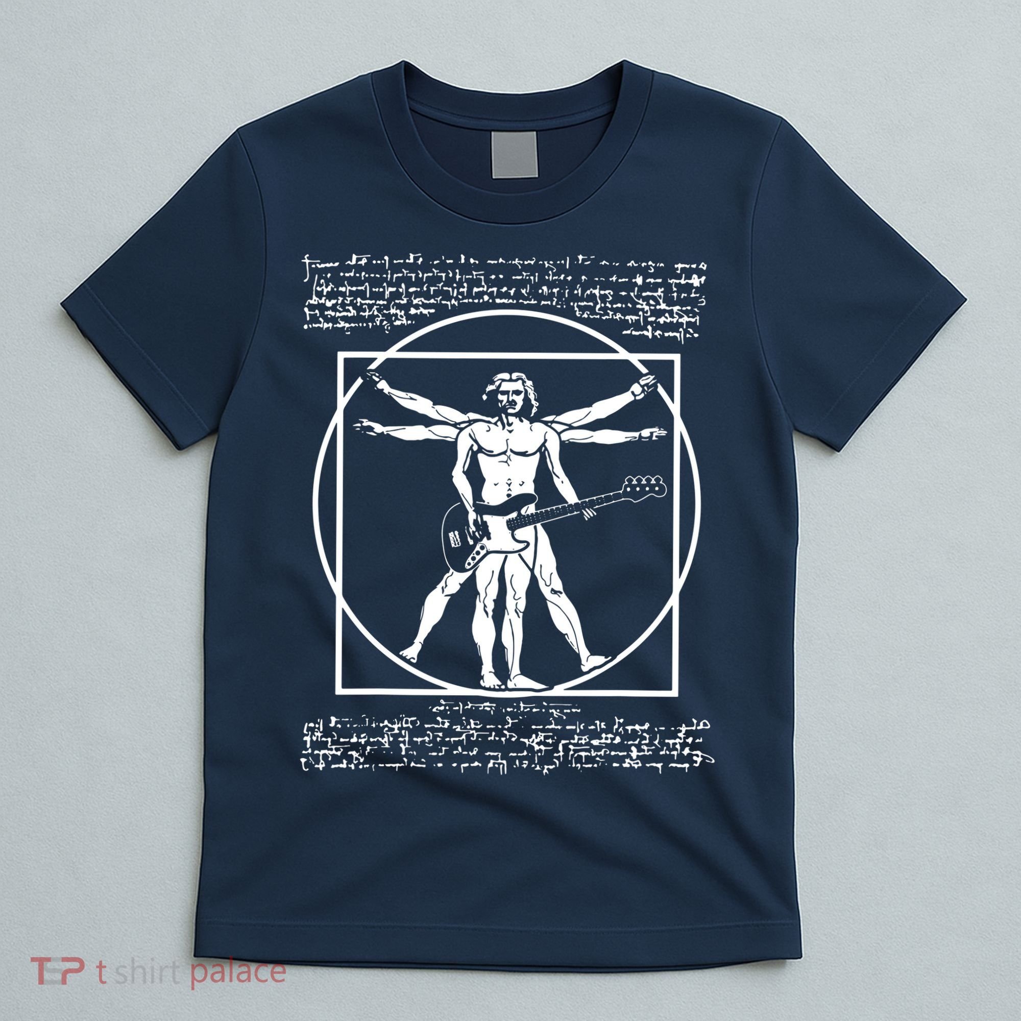 Da Vinci Vitruvian Man Bass Guitar Player Bass Guitarist T-Shirt