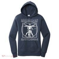 Da Vinci Vitruvian Man Bass Guitar Player Bass Guitarist Women's Hoodie thumb 0