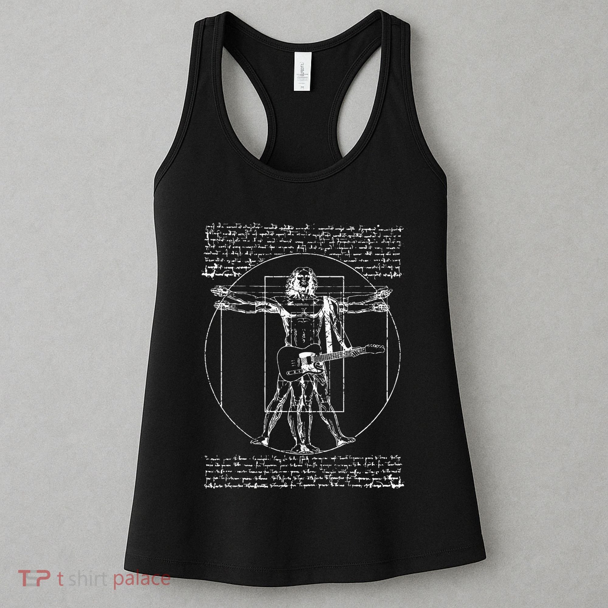 Da Vinci Vitruvian Guitar Man Rock Music Fan Rock N Roll Women's Tank Top