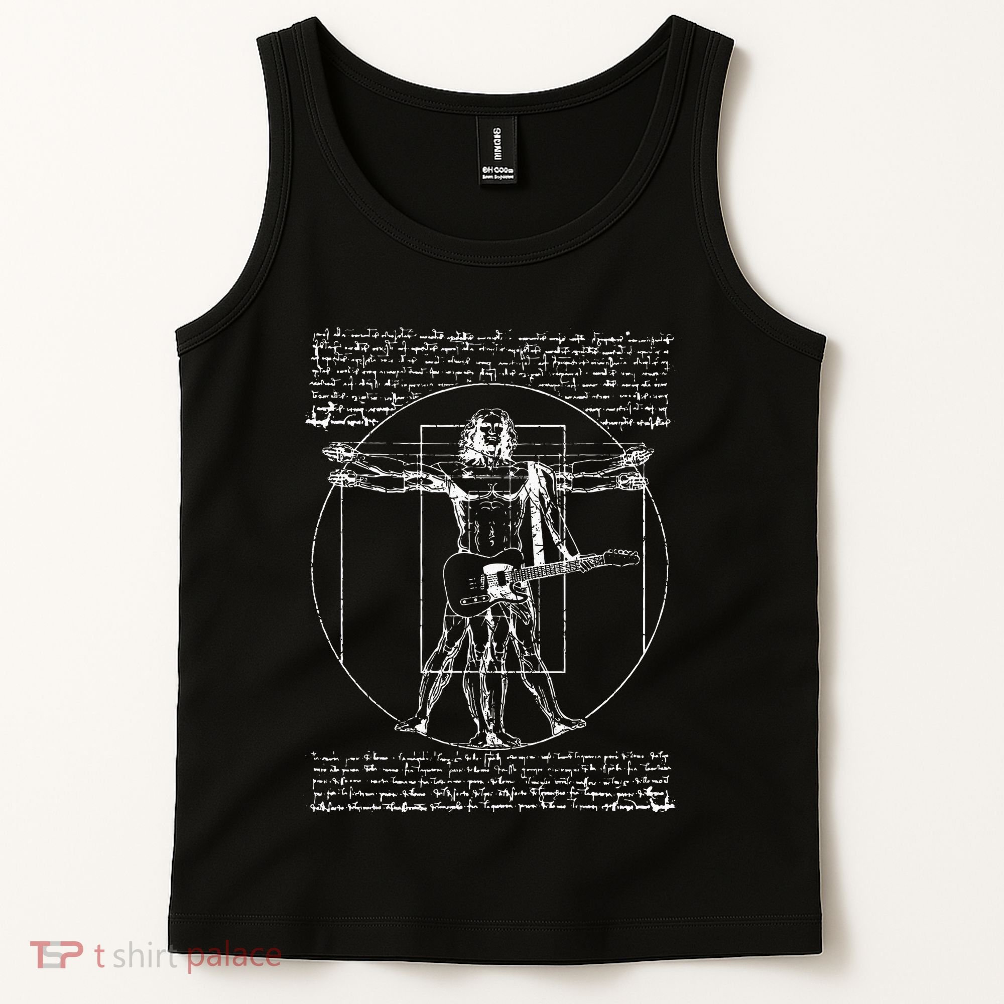 Da Vinci Vitruvian Guitar Man Rock Music Fan Rock N Roll Tank Top
