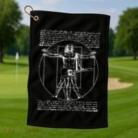 Da Vinci Vitruvian Guitar Man Rock Music Fan Rock N Roll Golf Towel thumb 1