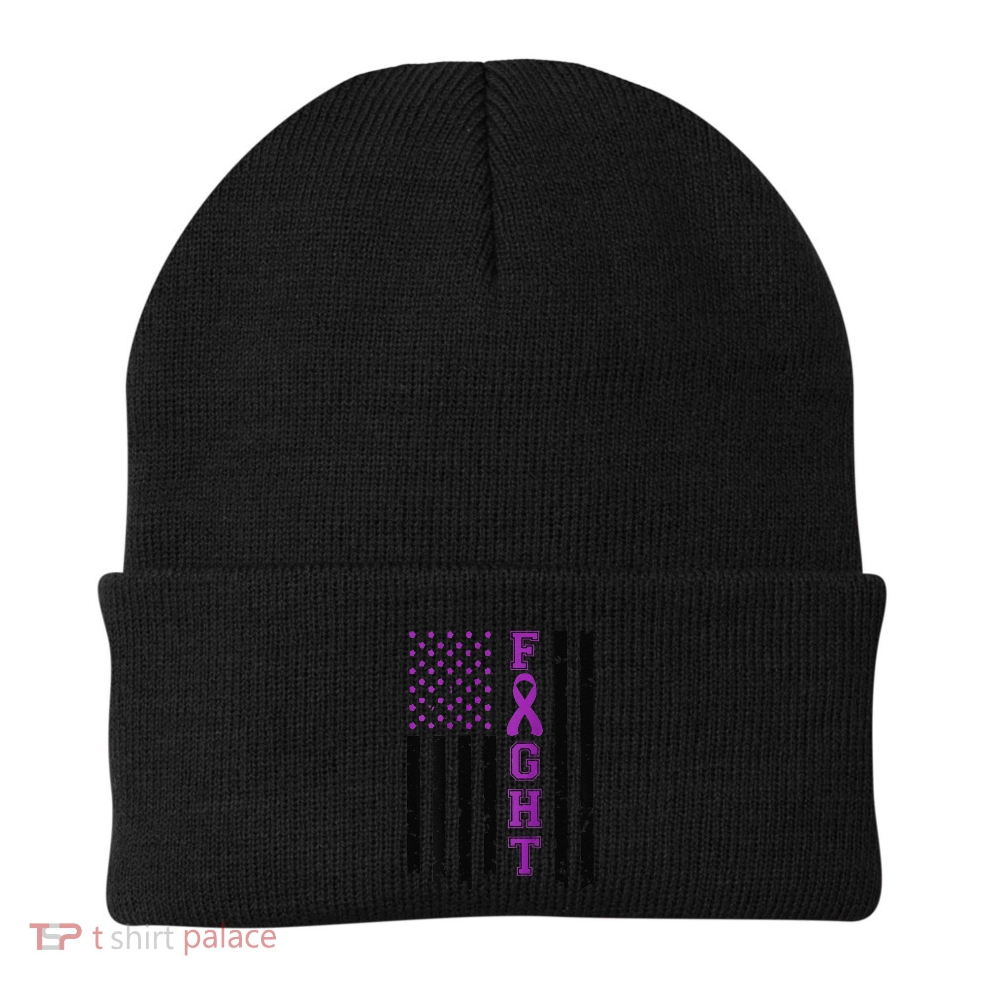 Domestic Violence Warrior Survivor Brave Purple Ribbon Shopp Beanie