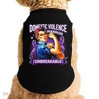 Domestic Violence Warrior Unbreakable Support Squad Doggie Tank thumb 0