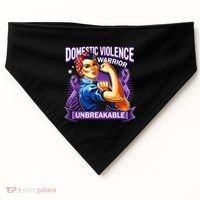 Domestic Violence Warrior Unbreakable Support Squad USA-Made Doggie Bandana thumb 0