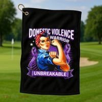 Domestic Violence Warrior Unbreakable Support Squad Golf Towel thumb 1