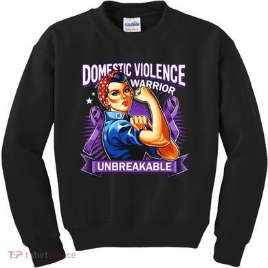 Domestic Violence Warrior Unbreakable Support Squad Kids Sweatshirt