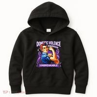 Domestic Violence Warrior Unbreakable Support Squad Kids Hoodie thumb 0