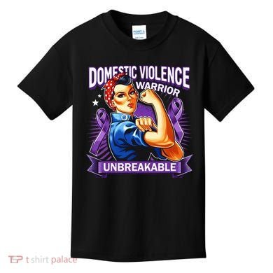 Domestic Violence Warrior Unbreakable Support Squad Kids T-Shirt