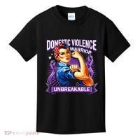 Domestic Violence Warrior Unbreakable Support Squad Kids T-Shirt thumb 0