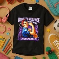 Domestic Violence Warrior Unbreakable Support Squad Kids T-Shirt thumb 3