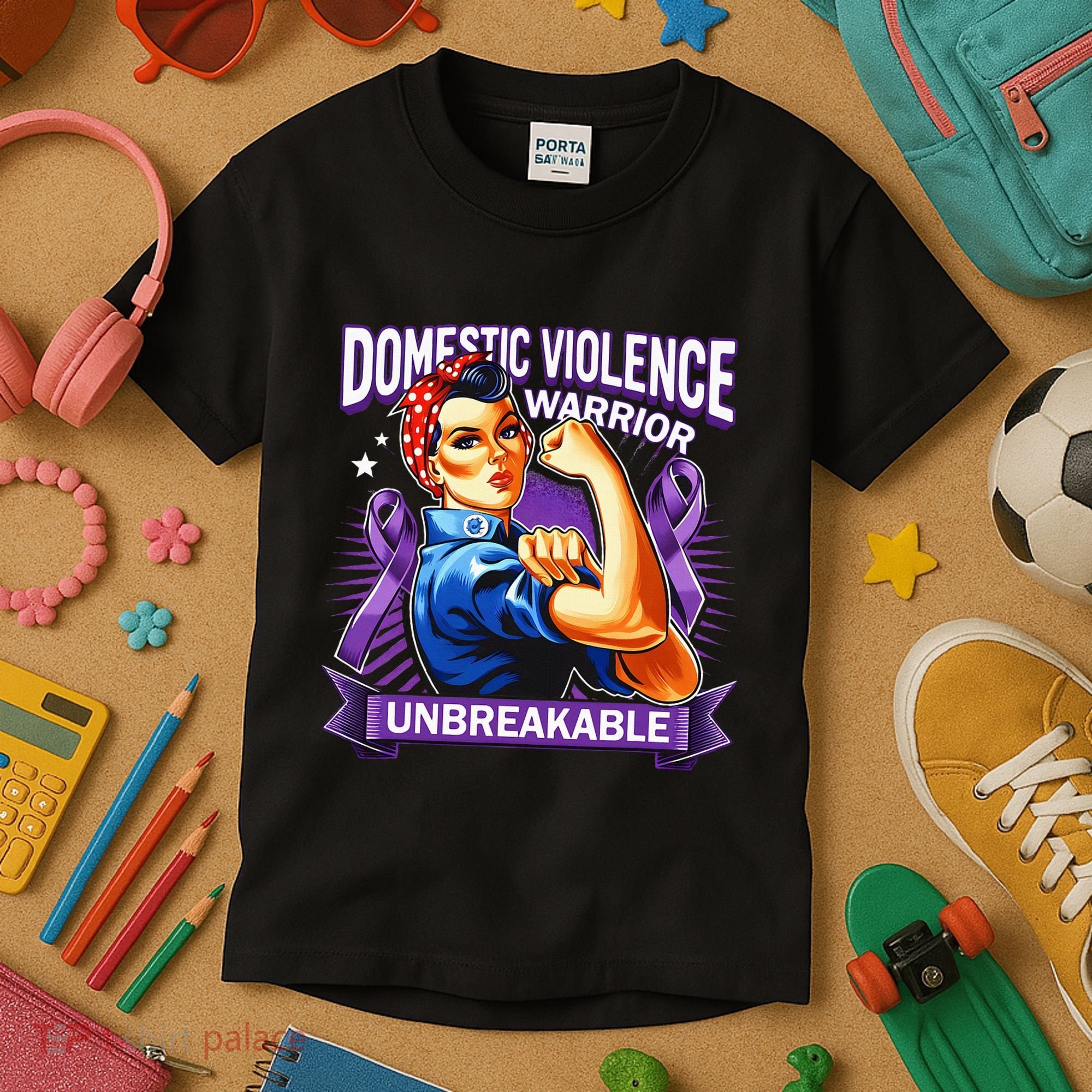 Domestic Violence Warrior Unbreakable Support Squad Kids T-Shirt