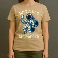 Dad Who Always Came Back With The Milk Star Astronaut Space T-Shirt thumb 4