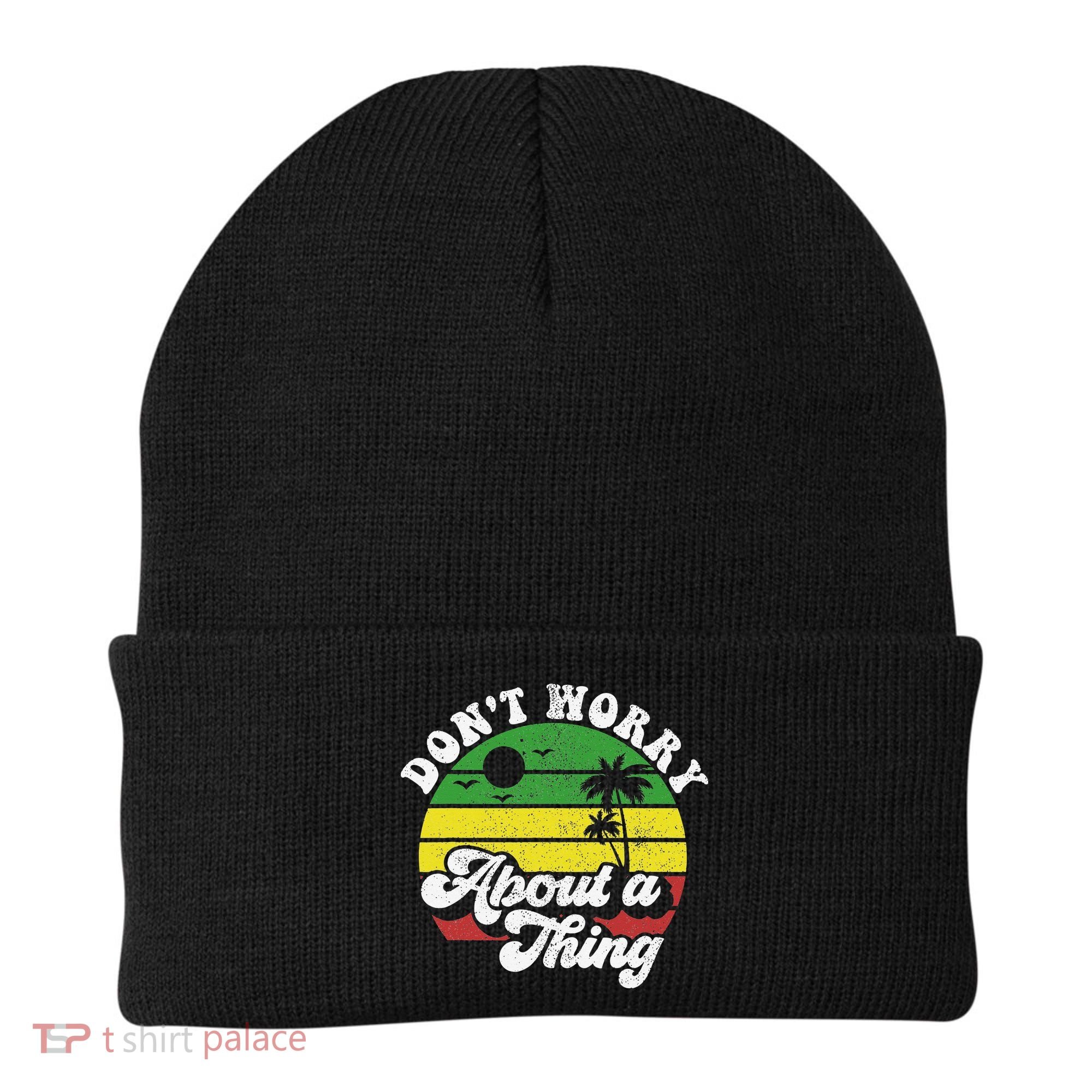Dont Worry About A Thing Jamaica Rasta Reggae Jamaican Gift Beanie