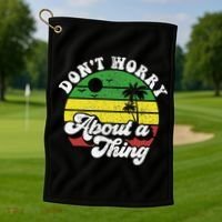 Dont Worry About A Thing Jamaica Rasta Reggae Jamaican Gift Golf Towel thumb 1