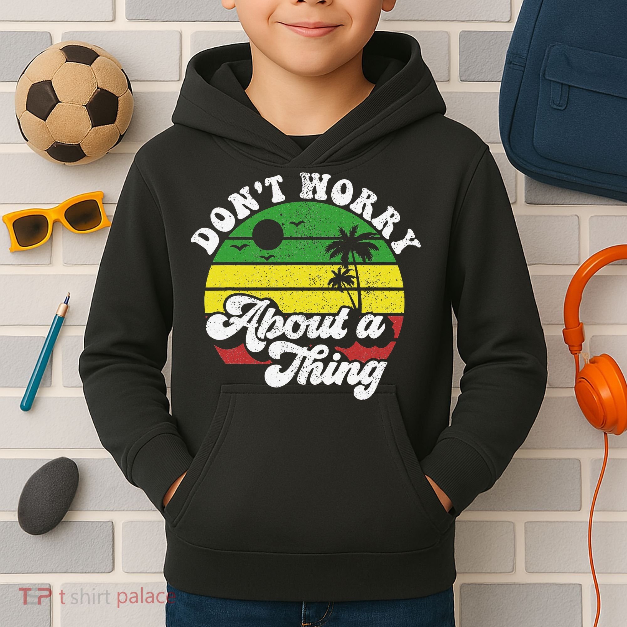 Dont Worry About A Thing Jamaica Rasta Reggae Jamaican Gift Kids Hoodie