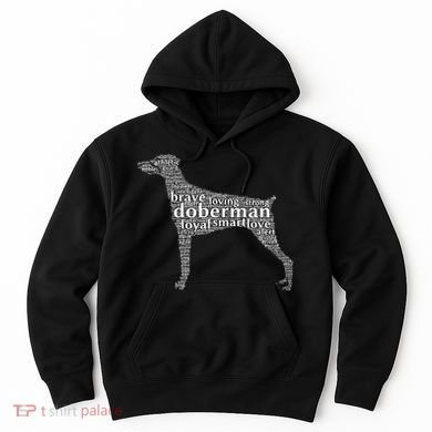 Doberman with a Docked Tail & Floppy Ears Word Cloud Hoodie