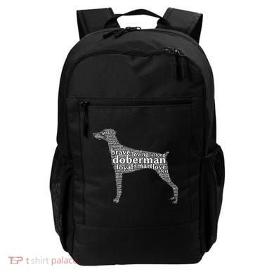 Doberman with a Docked Tail & Floppy Ears Word Cloud Backpack
