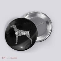 Doberman with a Docked Tail & Floppy Ears Word Cloud Button thumb 0