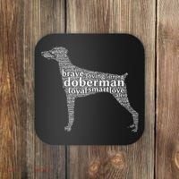 Doberman with a Docked Tail & Floppy Ears Word Cloud Coaster thumb 0
