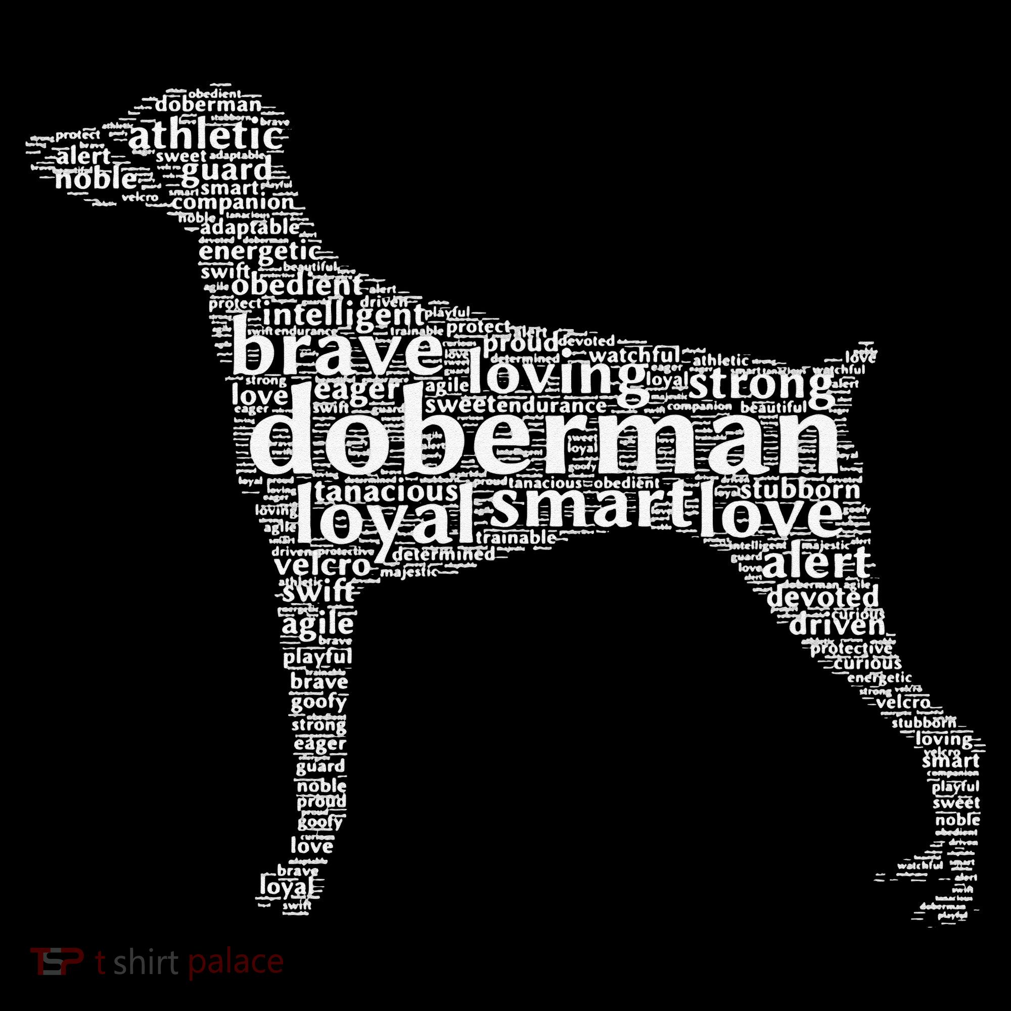 Doberman with a Docked Tail & Floppy Ears Word Cloud Women's Hoodie