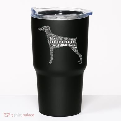Doberman with a Docked Tail & Floppy Ears Word Cloud Tumbler