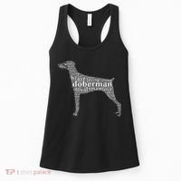 Doberman with a Docked Tail & Floppy Ears Word Cloud Women's Tank Top thumb 0