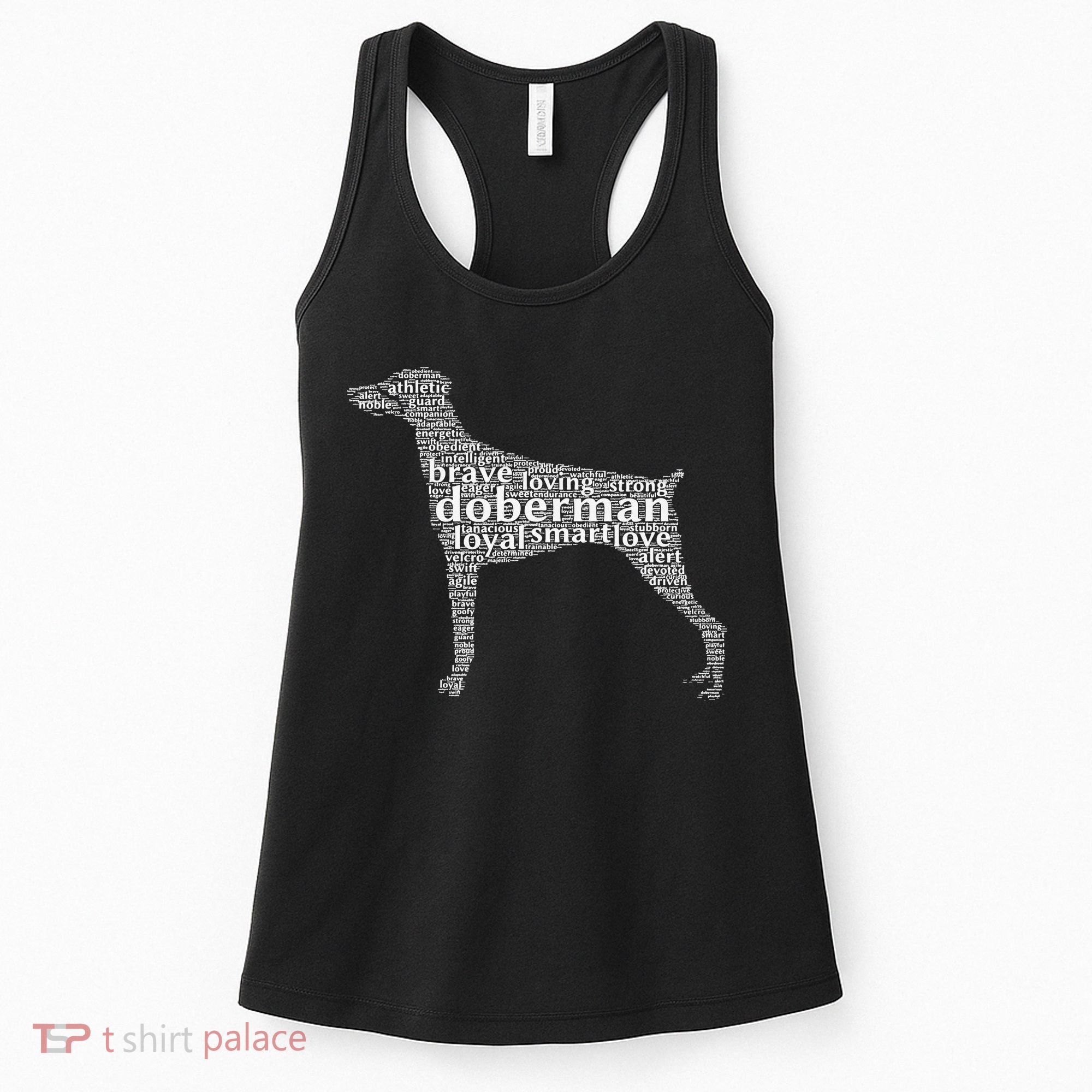 Doberman with a Docked Tail & Floppy Ears Word Cloud Women's Tank Top