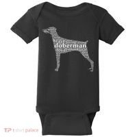 Doberman with a Docked Tail & Floppy Ears Word Cloud Baby Bodysuit thumb 0