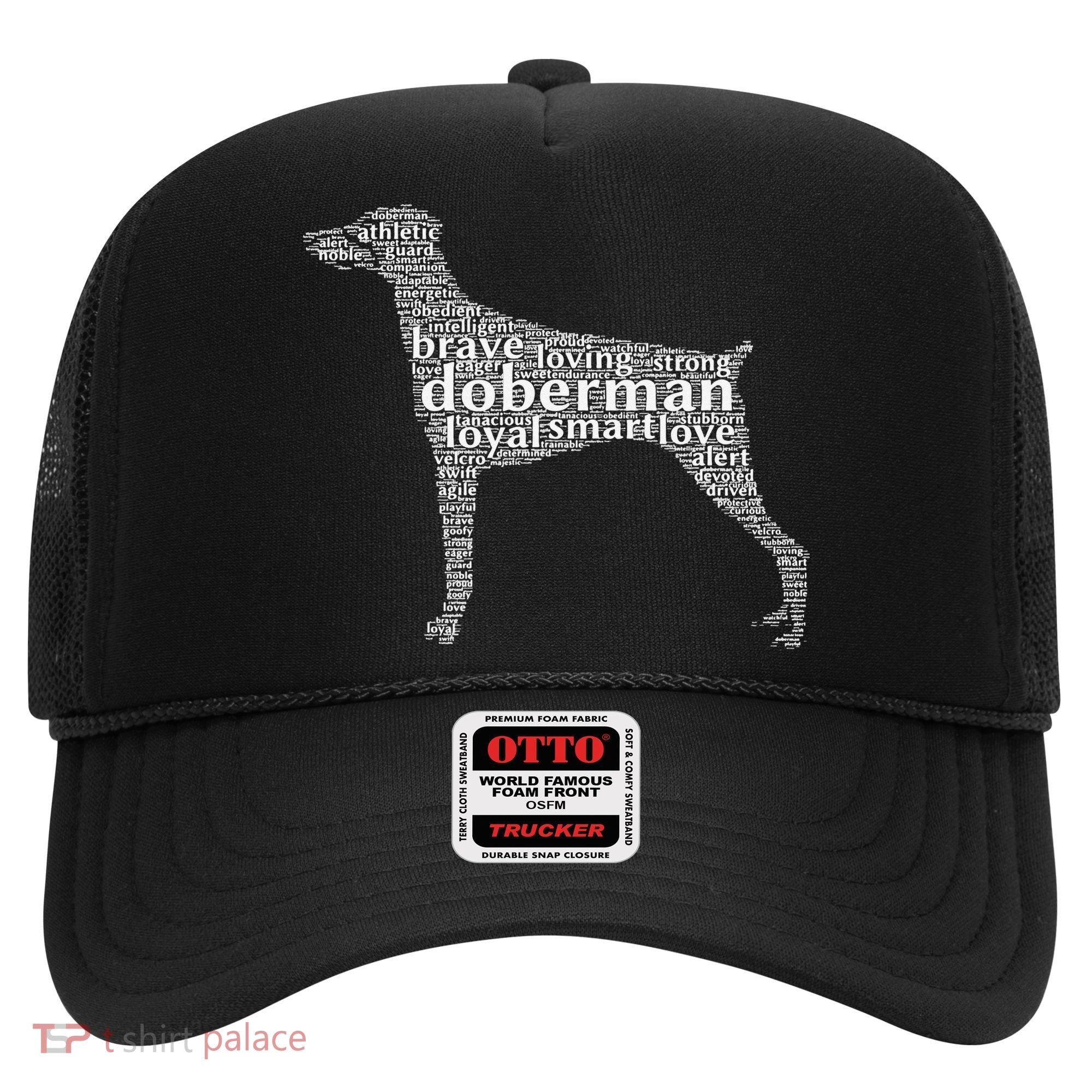 Doberman with a Docked Tail & Floppy Ears Word Cloud Hat
