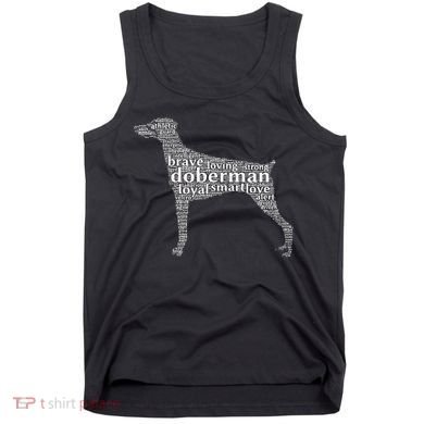 Doberman with a Docked Tail & Floppy Ears Word Cloud Tank Top