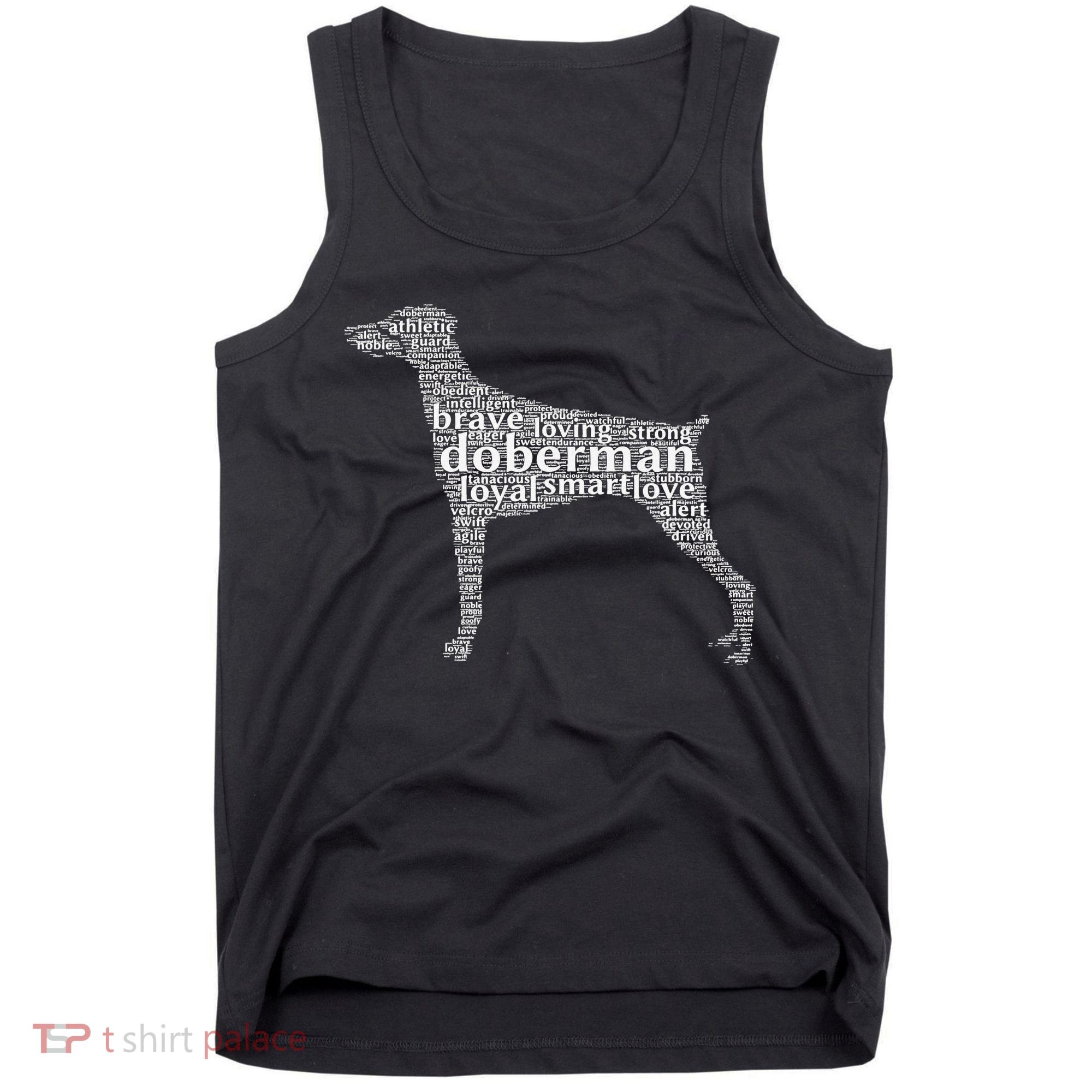 Doberman with a Docked Tail & Floppy Ears Word Cloud Tank Top
