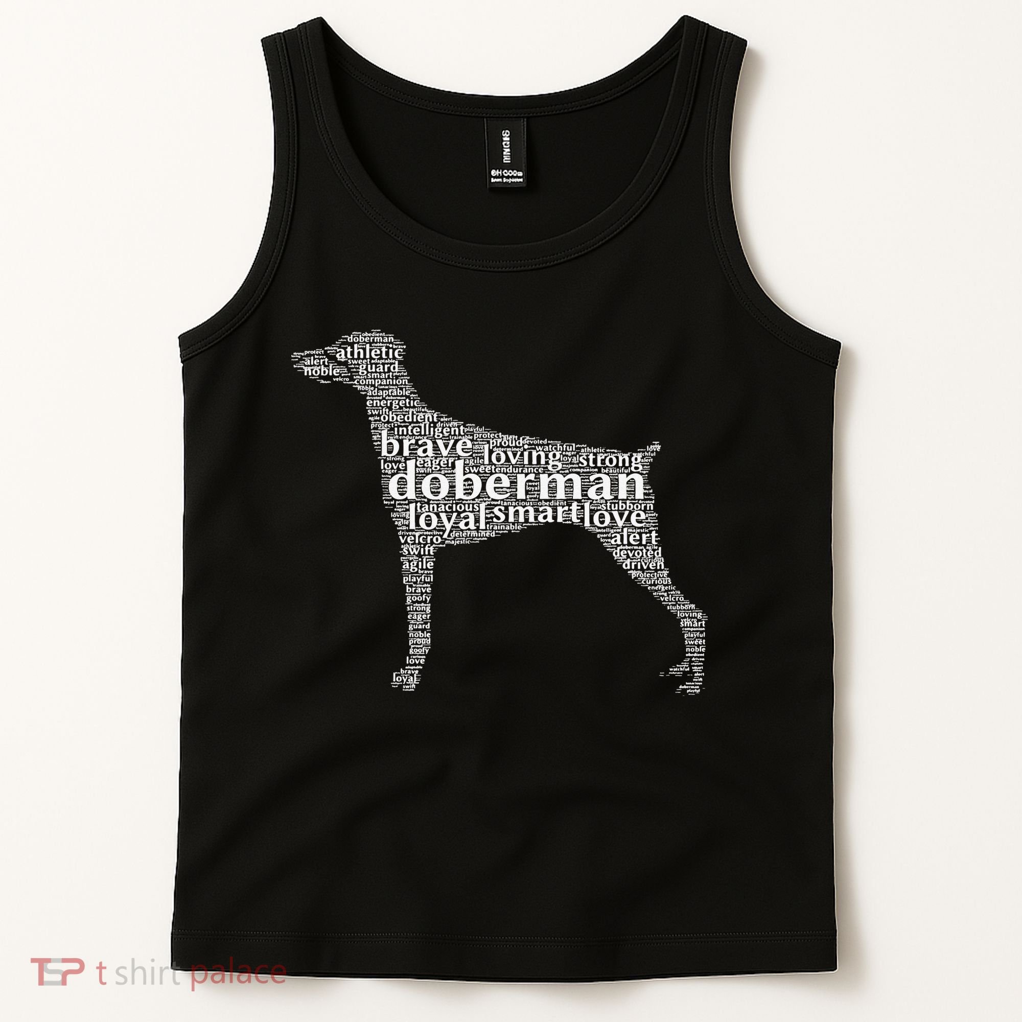 Doberman with a Docked Tail & Floppy Ears Word Cloud Tank Top