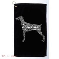 Doberman with a Docked Tail & Floppy Ears Word Cloud Golf Towel thumb 0