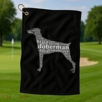 Doberman with a Docked Tail & Floppy Ears Word Cloud Golf Towel thumb 1