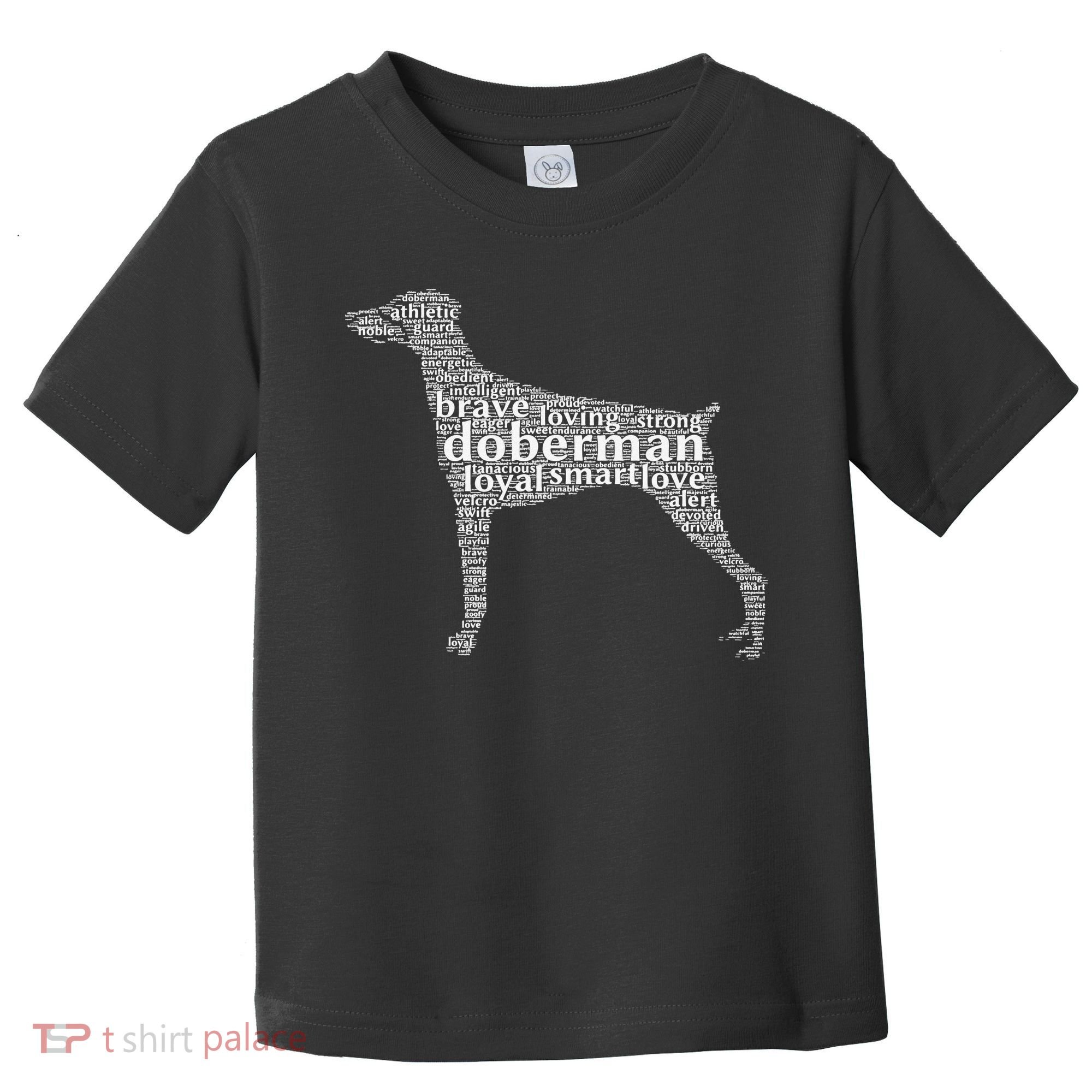 Doberman with a Docked Tail & Floppy Ears Word Cloud Toddler T-Shirt