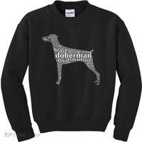 Doberman with a Docked Tail & Floppy Ears Word Cloud Kids Sweatshirt thumb 0