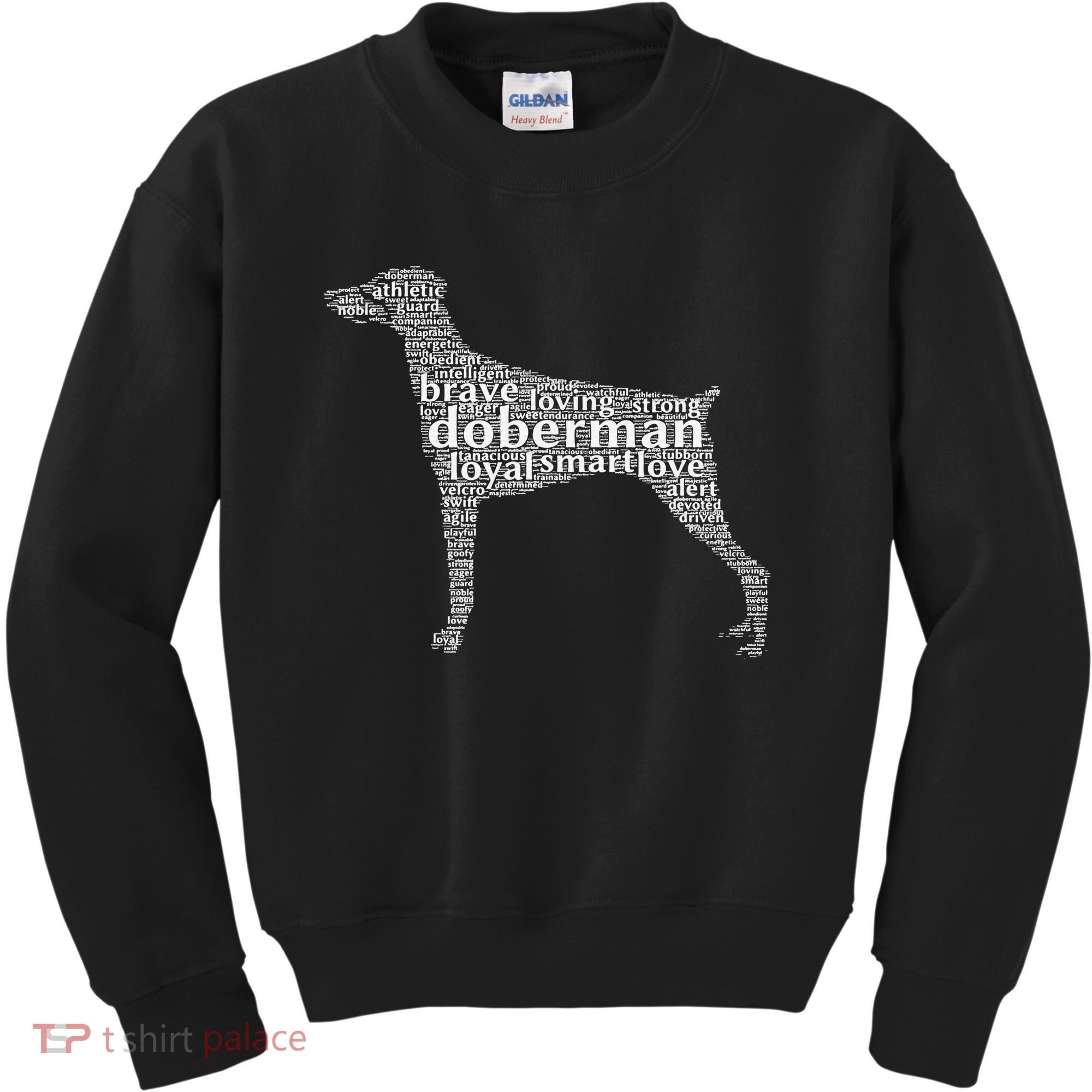 Doberman with a Docked Tail & Floppy Ears Word Cloud Kids Sweatshirt