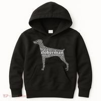 Doberman with a Docked Tail & Floppy Ears Word Cloud Kids Hoodie thumb 0