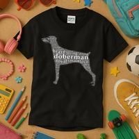 Doberman with a Docked Tail & Floppy Ears Word Cloud Kids T-Shirt thumb 3
