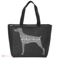 Doberman with a Docked Tail & Floppy Ears Word Cloud Tote Bag thumb 0
