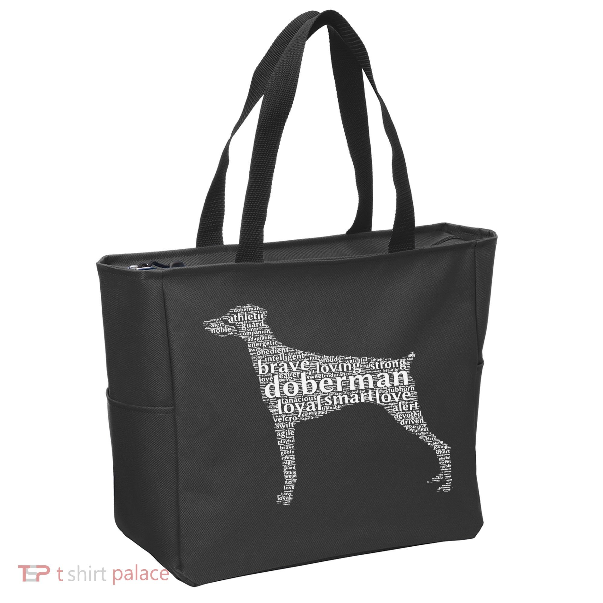 Doberman with a Docked Tail & Floppy Ears Word Cloud Tote Bag