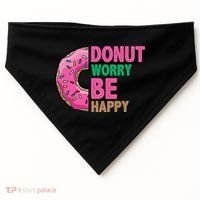 Donut Worry Be Happy Positive Quote USA-Made Doggie Bandana thumb 0