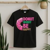 Donut Worry Be Happy Positive Quote T-Shirt thumb 2
